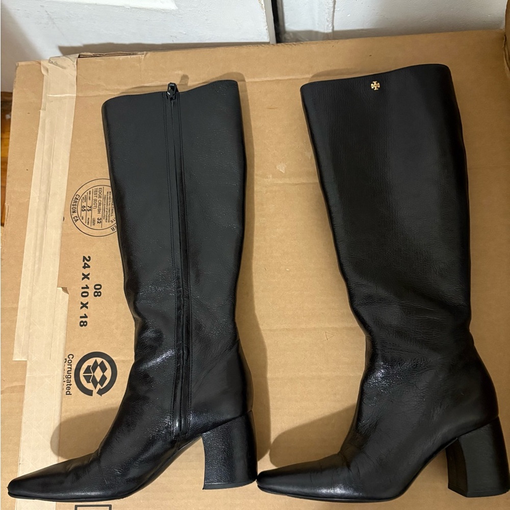 Tory Burch Leather Tall Black Heeled Boots, size 7 - Picture 6 of 6
